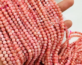 Pink Opal Round Beads - 4 mm Size - AAAA Quality - Length 40 cm - Natural Pink Opal Beads
