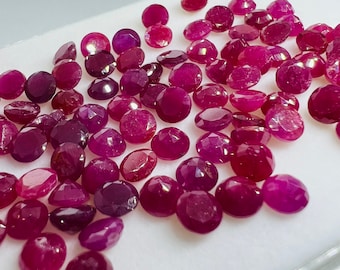5MM Ruby round Faceted, Natural Ruby Pack of 4 Pc. genuine Ruby loose stone.