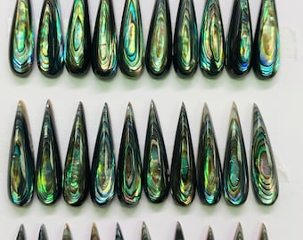 Abalone Shell Pear Cabs - 5 x 20 mm Größe - Packung mit 4 Stück - AAAA Qualität - Natürliche Abalone Cabochons