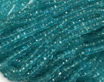 Apatiet gefacetteerde rondel, 3 mm AAA-kwaliteit gefacetteerd, apatietkralen, lengte 13 inch, natuurlijke apatietkralen