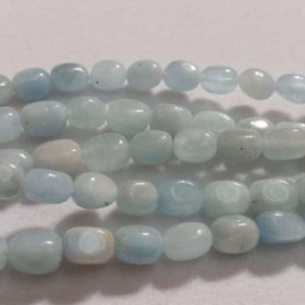 Aquamarine Blue Smooth Tumble shape Approx 6x8mm