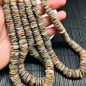 Abalone Shell Rondelle Beads • 8-15 mm Size • 40 cm length • AAA Quality • Natural Abalone Roundel Shell • Origin Australia