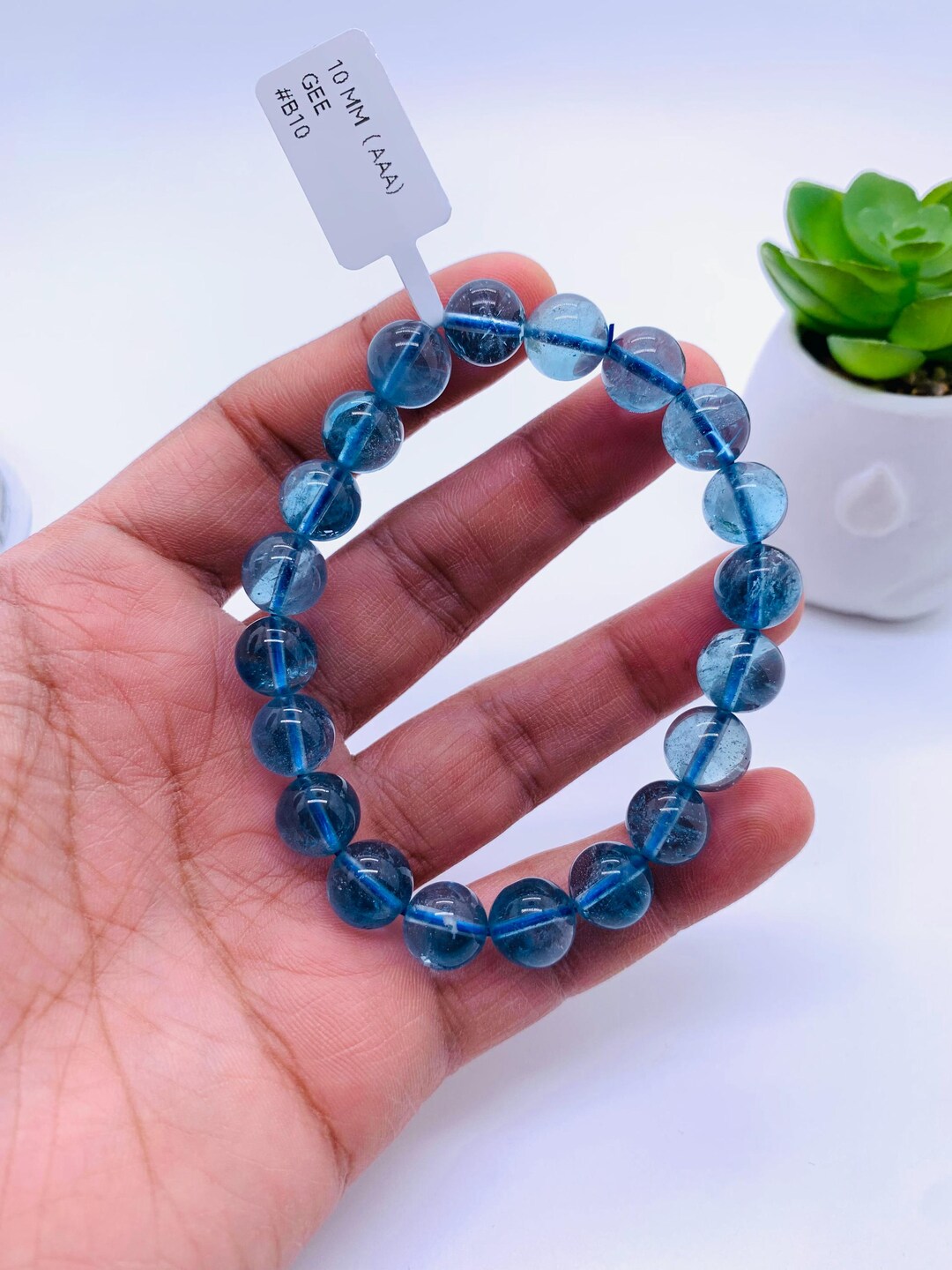 10 Mm Blue Topaz Bracelet - Code B10 - AAA Quality 7.5 Inch Length ...