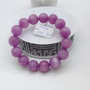 Kunzite Bracelet - 14 mm Size - Code# B3  - AAA Quality - Natural Kunzite Round Bracelet - Length 7.5 Inch