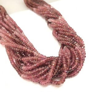 5MM Pink Tourmaline faceted Rondelle Top quality 16.5&quot; Strand, Natural Pink tourmaline micro faceted beads