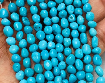 Contas de turquesa da Bela Adormecida - Tamanho 4-5 mm - Comprimento 40 cm - Contas de turquesa natural em formato livre - Qualidade AAAA
