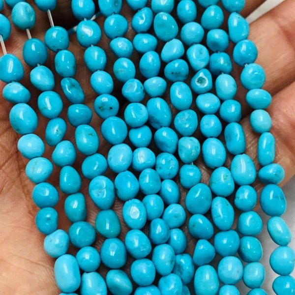 Sleeping Beauty Turquoise Nugget Beads - Size 5-6 MM - length 40 cm - Natural Turquoise Freeform Beads- AAAA Quality