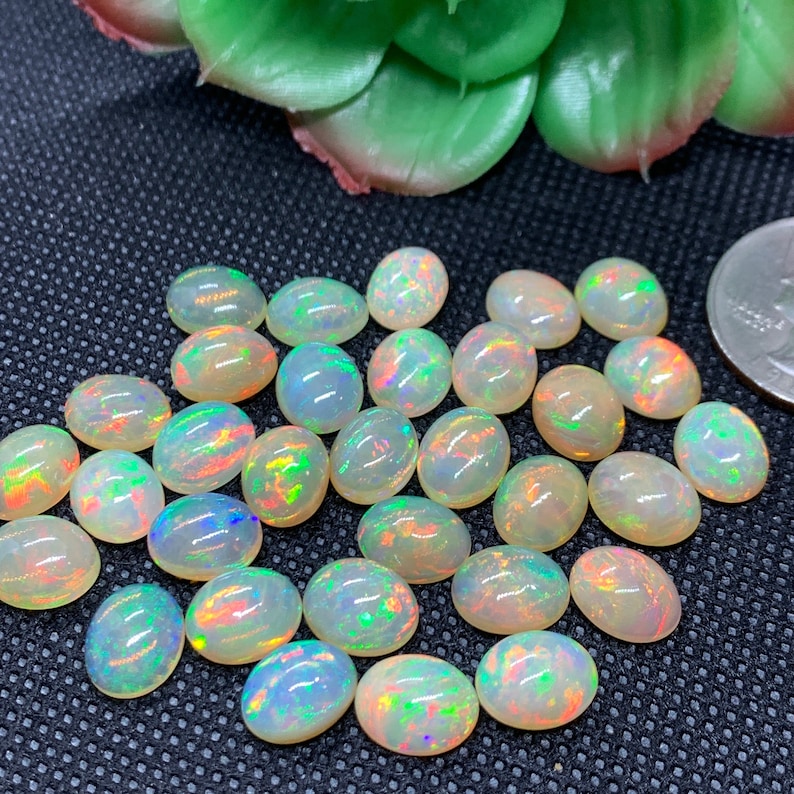 Ethiopian Opal 8X10 mm size Cabs Pack of 5 Pieces Code 07 AAA Quality AAA Grade Opal Cabochon Ethiopian Opal Oval Cabochon image 1