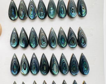 アワビ貝のペアカボション - 7 x 15 mm サイズ - 4個パック - AAAA品質