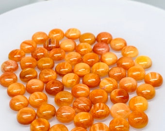 Spiny Oyster Shell Cabochon • 6 mm Size • Pack of 4 Piece • AAA Quality • Natural Shell Cabs • Spiny Orange Shell