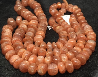 Sunstone Roundel Kralen - 8-12 mm grootte Lengte 16 Inch Strand- Goede Kwaliteit Kralen- Natuurlijke Sunstone Rondelle