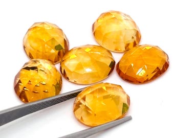 Citrine 10X12 mm rose cut -AAA Quality Citrine Oval rose cut - Natural Citrine gemstone- Pack of 2 Pieces