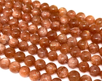 Sunstone Ronda Abalorios 8 mm AAAA Calidad 40 cm Strand, Top Grade Sunstone Round Beads- Natural sunstone con muchos flash