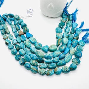 Blue Opalina Nugget Beads • 12-17x8-10 mm Size • Code #C1 • Length 10 " •  Natural Blue Opalina Tumble beads  •. AAA Quality