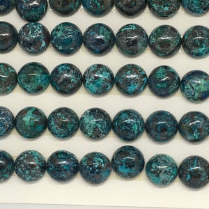8MM Chrysocolla Round cabochon , (pack of 5 Pc)natural chrysocolla cabs. gemstone cabs. AAA quality cabs.
