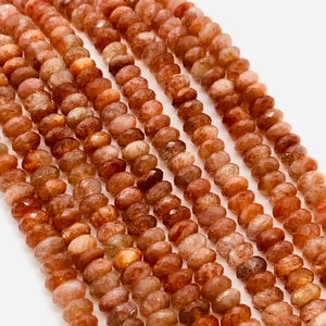 Sunstone faceted Rondelle Beads • 8mm Size • AAA Quality • 100% Natural Sunstone Faceted Roundel