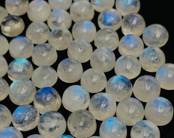 6MM Moonstone Cabs- 6 PCs  pack Blue Moonstone , Rainbow Moonstone top Quality - blue fire moonstone, origin India