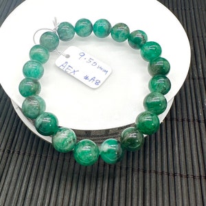 Smaragd Runde Armband - 9.50 mm Größe - Code # A8 - Natürliches Smaragd Armband - Länge 19,5 cm