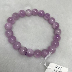 Kunzite Bracelet 10MM  , Beautiful Purple Bracelet, Natural Kunzite Round Beaded Bracelet ,weight 35gm Gemstone beads Code :-#1