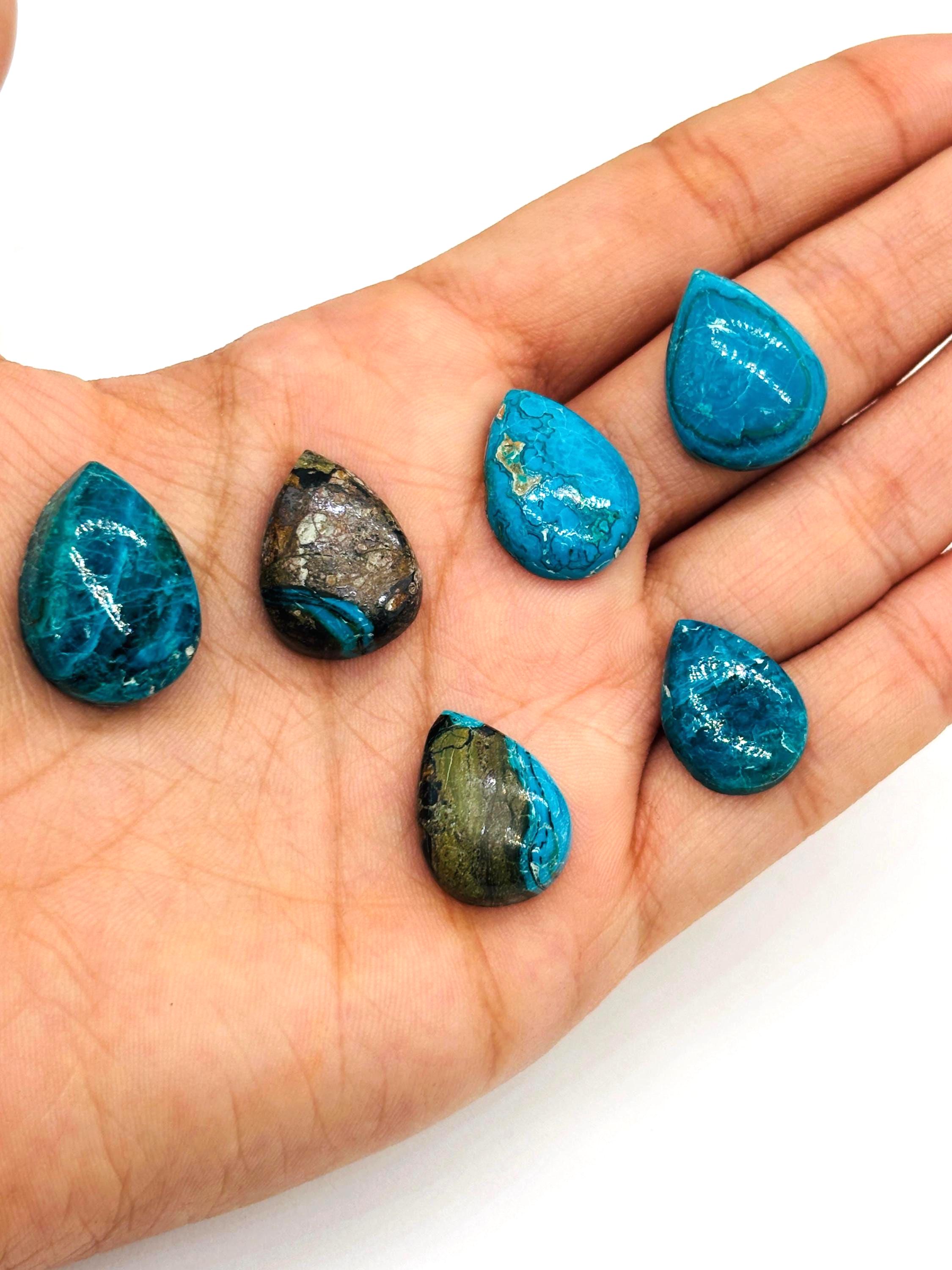 Blue Opalina Pear Cabs - Natural Opalina Cabochons - Origin Chili