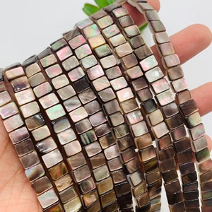 Black Mother of Pearl Beads • 6x8 mm Size • 40 cm length • AAA Quality • Natural Black Mother of Pearl Rectangle Beads