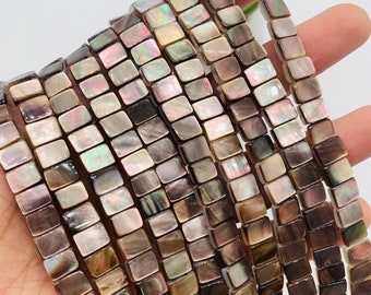 Black Mother of Pearl Beads • 6x8 mm Size • 40 cm length • AAA Quality • Natural Black Mother of Pearl Rectangle Beads
