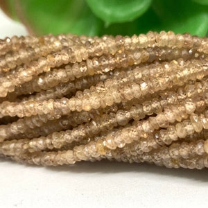 3MM Brown Zircon Faceted Roundel 3mm Top Quality micro faceted , Genuine Zircon, Length 13.5 Inch
