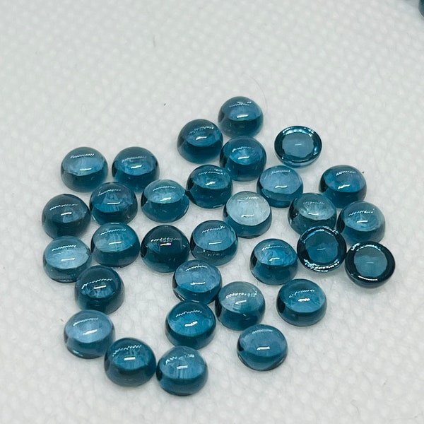 5MM London Blue Topaz Smooth Round Cabs,natural gemstone cabochon , Pack of 2 pc