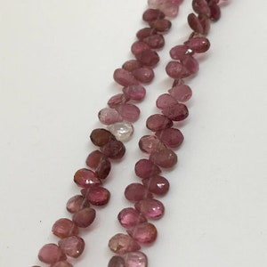 4X6MM Pink Tourmaline Faceted PearBriolettes, Tourmaline Briolettes, 8.5 Inch Strand Pink Color tourmaline , tourmaline layout .