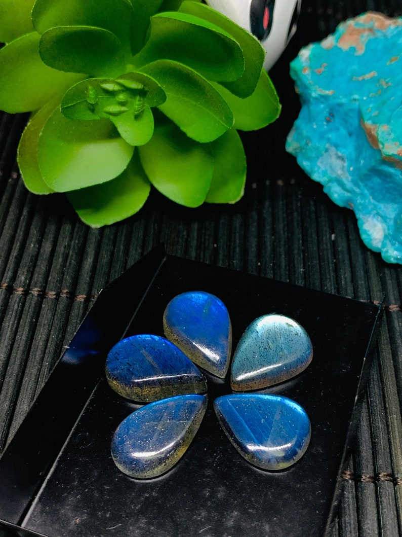 Natural Labradorite Cabs Labradorite Cabochon Pear 12x16-17 mm Blue Color AAA Quality Code #A18 Labradorite Stone Pack of 1 Piece