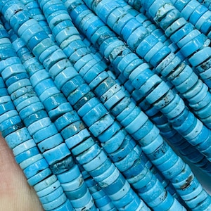 Turquoise Heishi Beads - 4/5/6 mm Sizes - AAA Quality Genuine Stone - Length 40 cm- Natural Turquoise Beads- Blue Color
