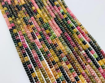 Tourmaline Roundel Beads 6 mm size - AA Quality - 40 cm Length - Natural Tourmaline Rondelle Beads