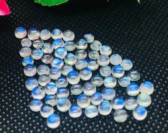 4MM Mondstein Runde Regenbogen Cabs, 10 Stück Pack. Guter Qualität Cabochons Code AAAA, Mondstein Cabochon