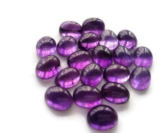 7X9mm Amethyst Oval Cabs , Pack of 6 Pcs- Amethyst Cabs African Amethyst loose cabs