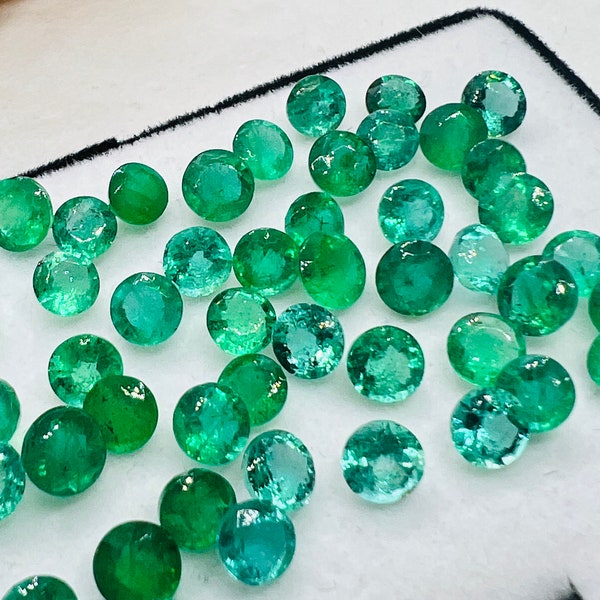 Emerald Round 5MM Faceted Cut  - Pack of 1 Pcs - Natural Emerald Cut loose Stone  - Origin Zambia,AAA grade