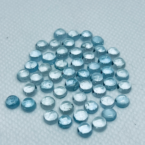 Aquamarine Cabochon 5 mm Pack of 5 Pcs - AAA Quality cabs- Natural Aquamarine Cabs