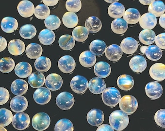 Rainbow Moonstone Cabochons 5 mm - 6 stuks - 4A-kwaliteit - Blue Fire Moonstone Cabochons-