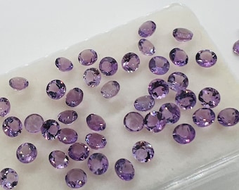Rosa Amethyst 3 MM Rundschliffstein Packung mit 6 Stück - Natürliche Amethyst lose Steine - Amethyst Facettierte runde Form