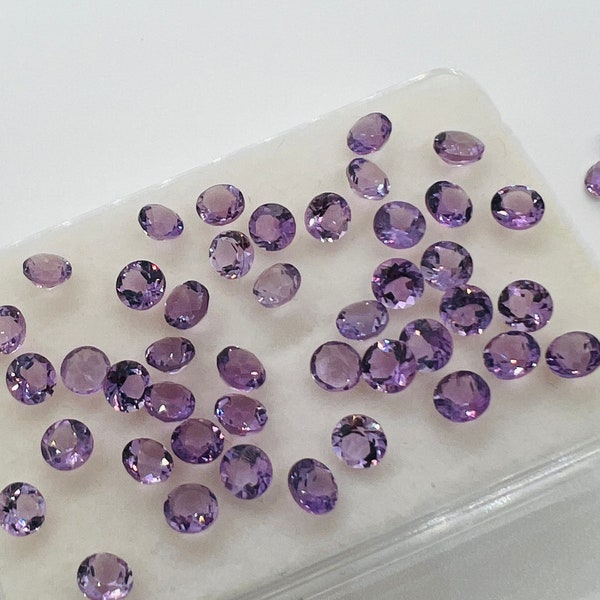 Pink Amethyst 3MM Round cut stone  Pack of 6 Pc - Natural Amethyst loose Stones - Amethyst Faceted round shape