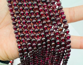 Lote De Cuentas Sueltas De Granate Marrón Natural Redondas 4-5mm - 15 Hebras Para Hacer Joyas DIY