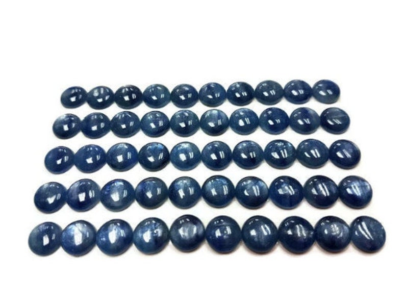 8MM Kyanite Round Cabochons, Kyanite Cabs, Super Fine Quality Cabs,Pack of 6 pc. image 3