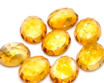 Citrine 9X11 mm rose cut -AAA Quality Citrine Oval rose cut - Natural Citrine gemstone- Pack of 4 Pieces