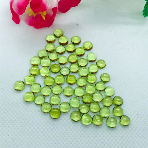 5MM Peridot Round Cabs , pack of 8 Pc. Natural Peridot cabochon, loose gemstone cab . Good Quality