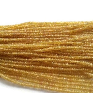 Yellow  Sapphire Faceted Roundel size 2.5-3MM , Top Quality , 16 Inch Strand , Natural Yellow sapphire gemstone . precious stone beads