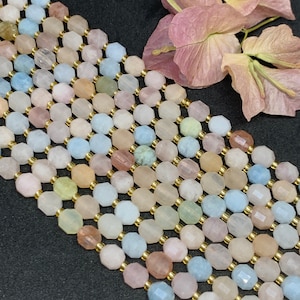 Morganite Faceted Barrel Beads  7x8 mm size 39 cm Strand AAA Quality - Natural Morganite Faceted Nugget Beads