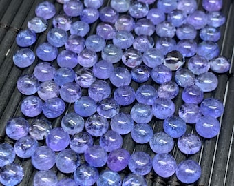 8Pc Tanzanite 4MM Cabochon Round-Good Quality Natural Tanzanite Round Cabs, Origin Tanzania