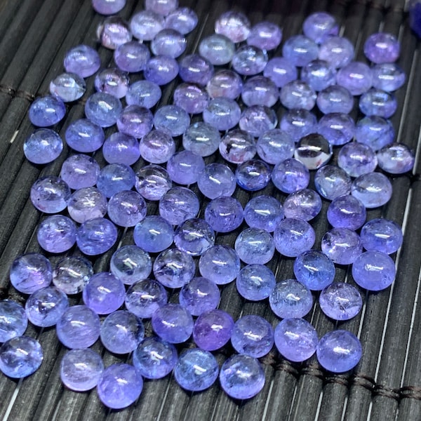 8Pc Tanzanite 4MM Cabochon Round-Good Quality Natural Tanzanite Round Cabs, Origin Tanzania