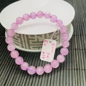 Kunzite Bracelet - 8 mm Size - Code# C4  - AAAA Quality - Natural Kunzite Round Bracelet - Length 7.5 Inch