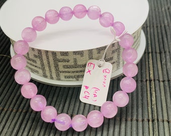 Kunzite Bracelet - 8 mm Size - Code# C4  - AAAA Quality - Natural Kunzite Round Bracelet - Length 7.5 Inch