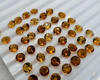 Citrine Round 4mm Pack of 6 pcs  Golden color, AAA Quality- Natural Citrine  Cut  - Citrine Loose Stone,